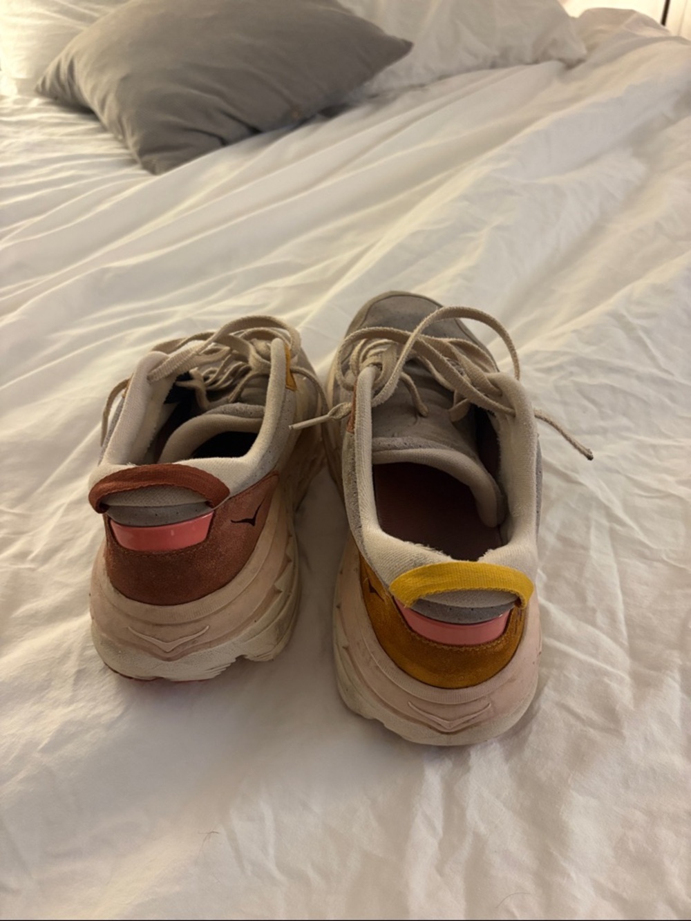 Hoka Grey with Brown & Mustard Suede Running Shoes - used - Picture 2 of 4